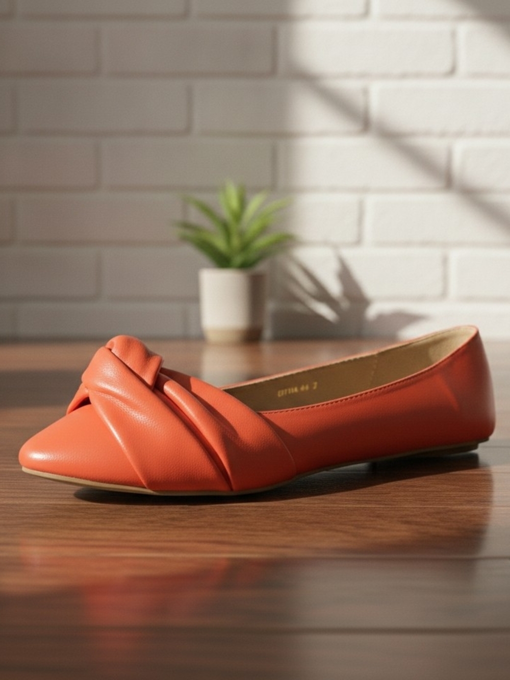 Orange Gitana Knot Pointed Toe Flat By Bamboo